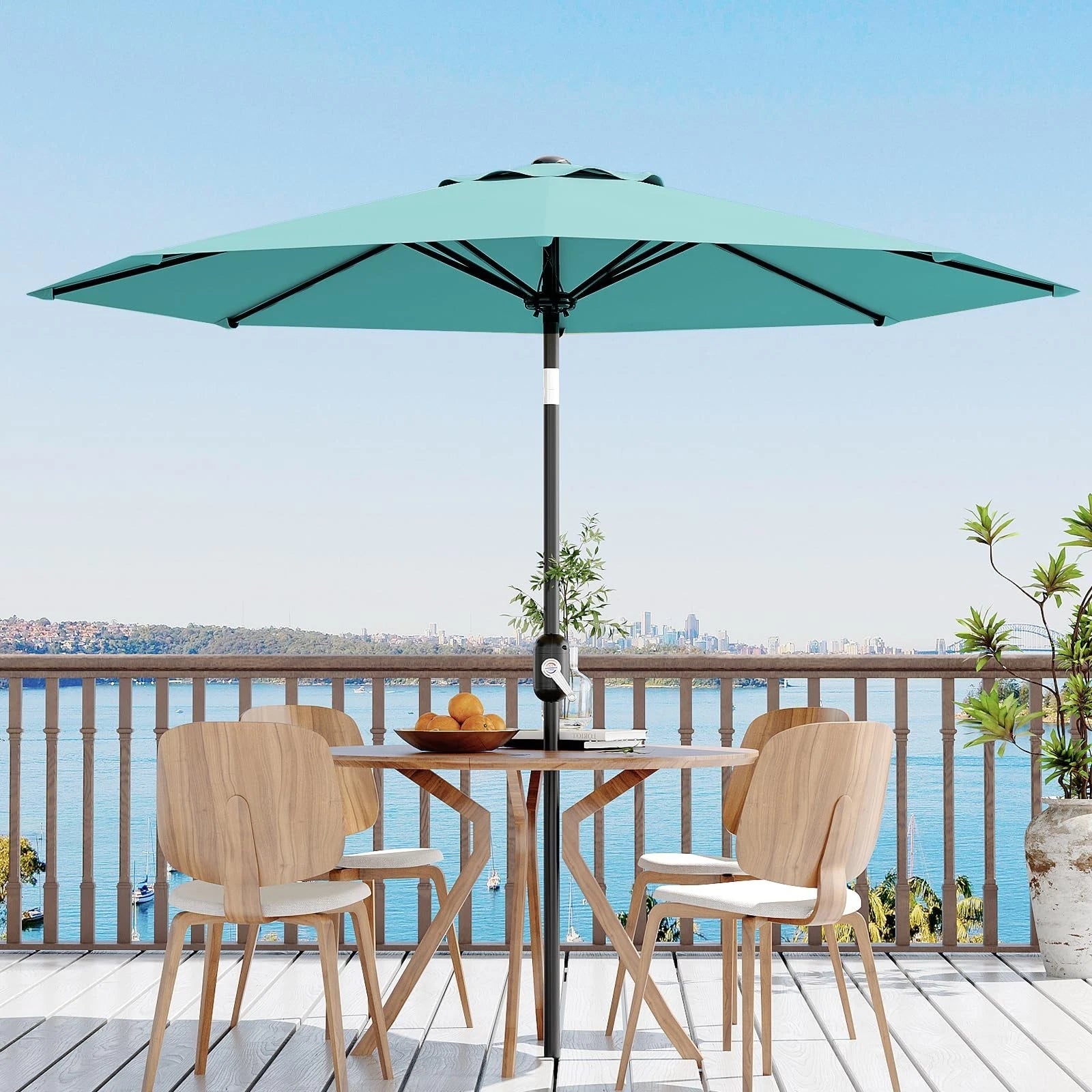 9FT Patio Umbrella Market Table Umbrella Outdoor w/Push Button Tilt US