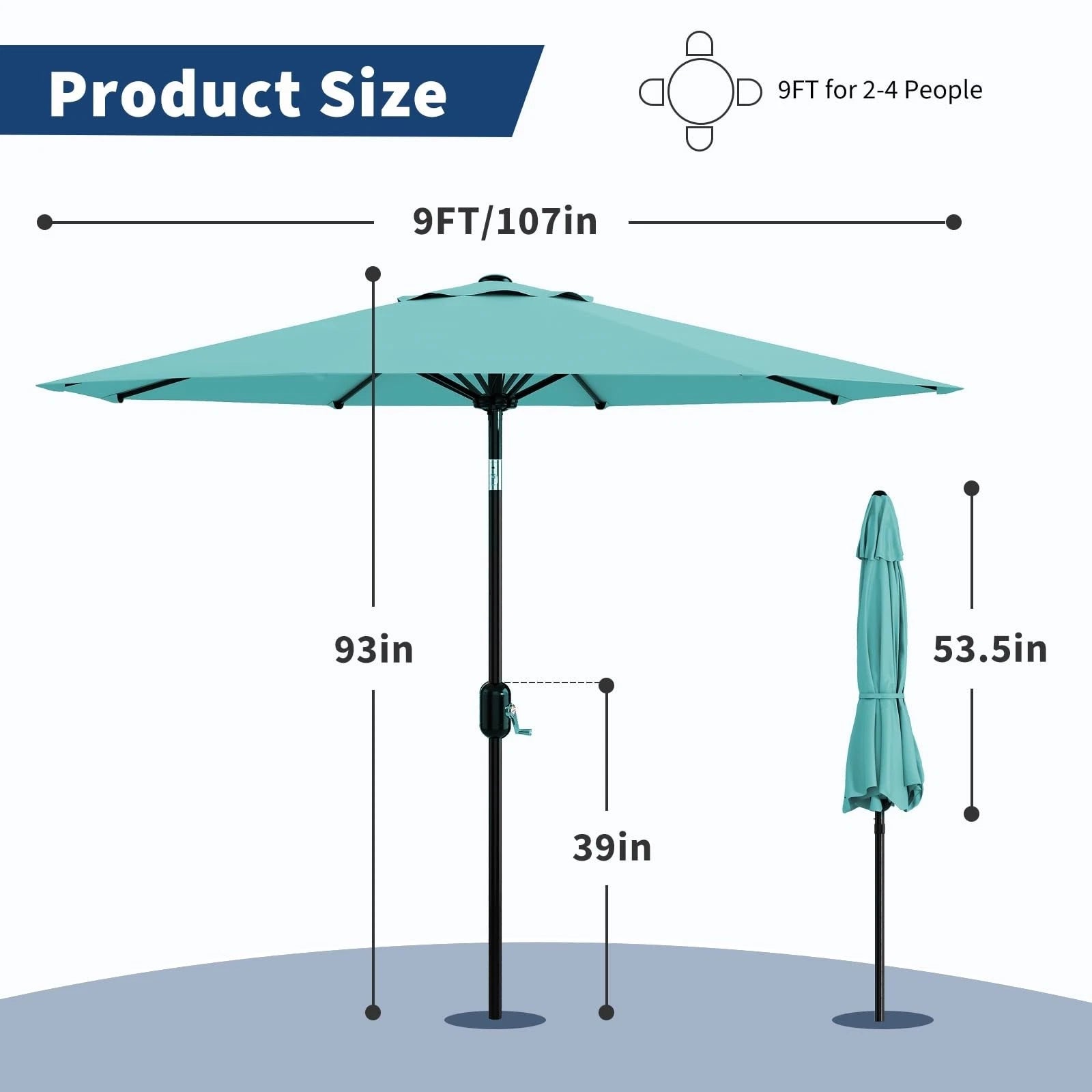 9FT Patio Umbrella Market Table Umbrella Outdoor w/Push Button Tilt US