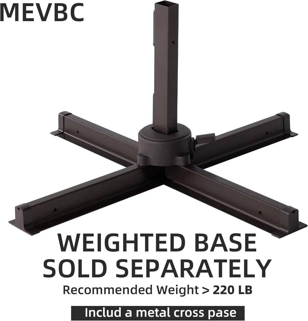 9 X 12 FT Cantilever Outdoor Patio Umbrella with Led Lights Large 360° Rotation