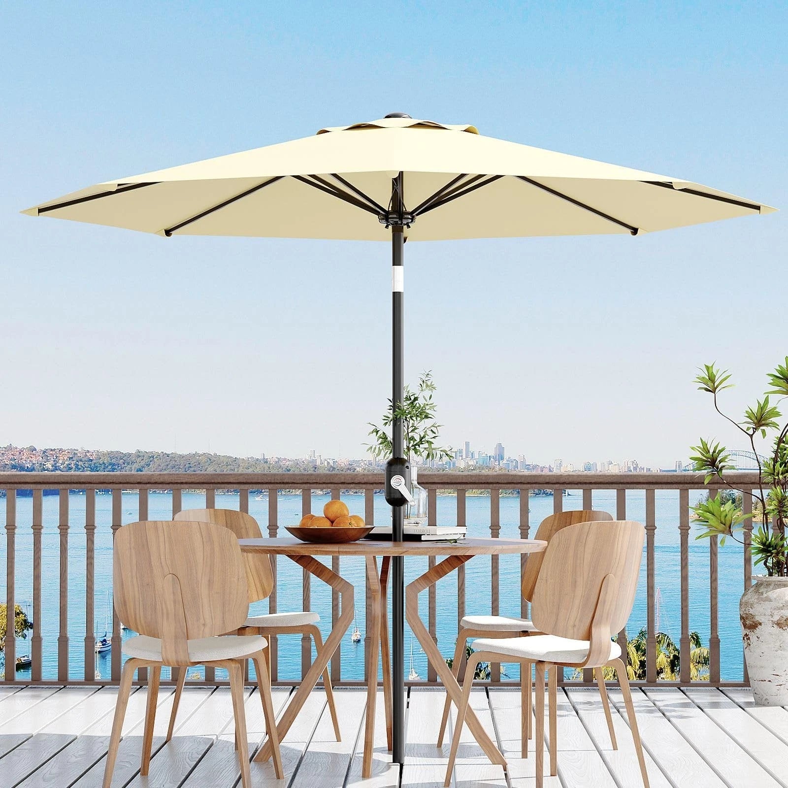 9FT Patio Umbrella Market Table Umbrella Outdoor w/Push Button Tilt US