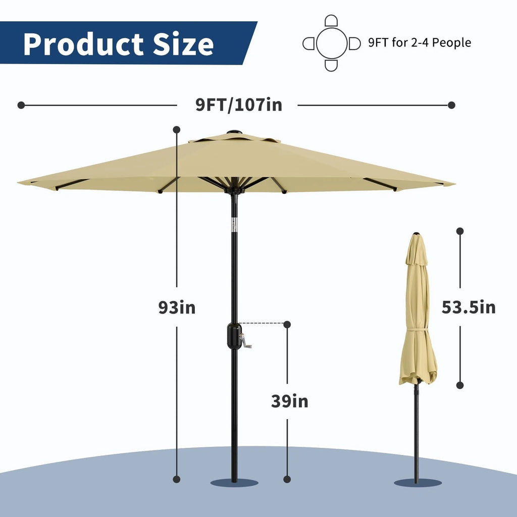 9FT Patio Umbrella Market Table Umbrella Outdoor w/Push Button Tilt US